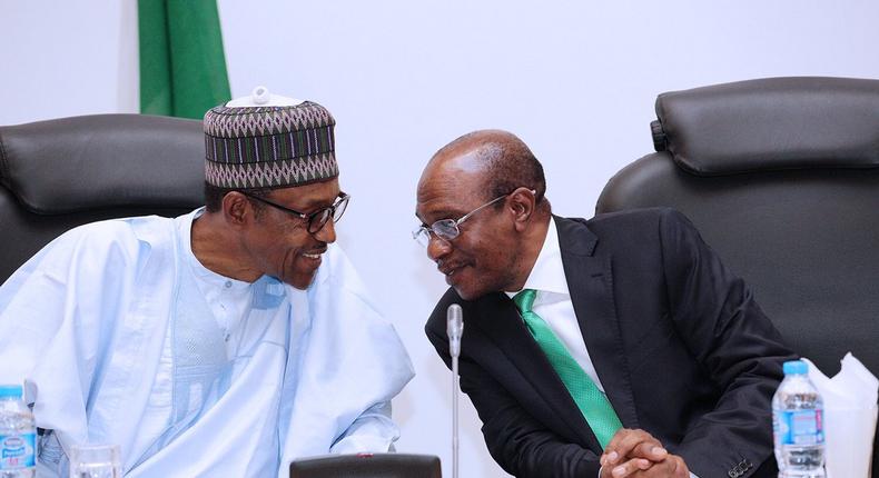 President Muhammadu Buhari with CBN Governor, Godwin Emefiele [TheCable]