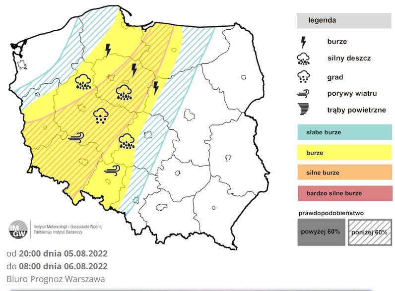 W nocy burze mogą być gwałtowne. Zaczną przemieszczać się na wschód