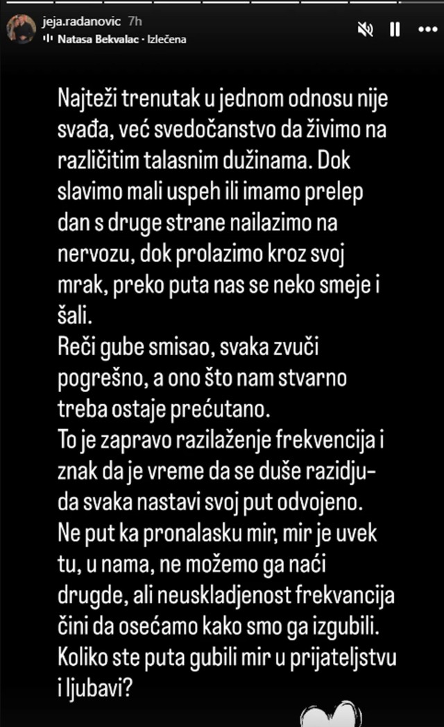 Objava Jelene Radanović