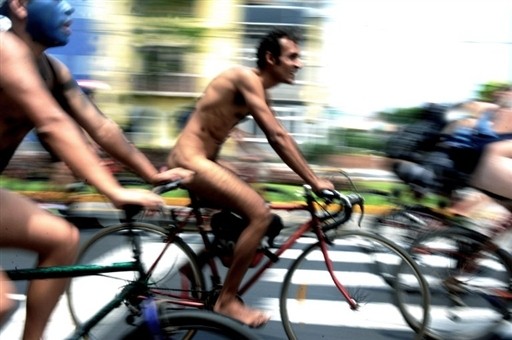 PERU - CYCLISTS - PROTEST - NAKED