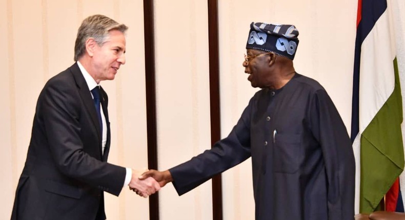 The US Secretary of State Anthony Blinken and President Bola Tinubu [Punch]