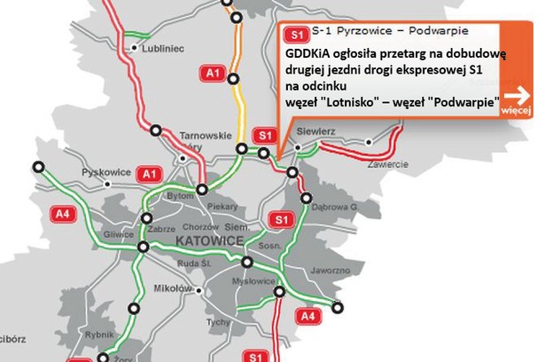 S1 - druga jezdnia S1 w rejonie lotniska Pyrzowice