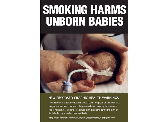 Plakietka ostrzegająca przed paleniem w ciąży