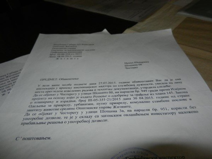 Inspekcija je utvrdila da je objekat bez upotrebne dozvole