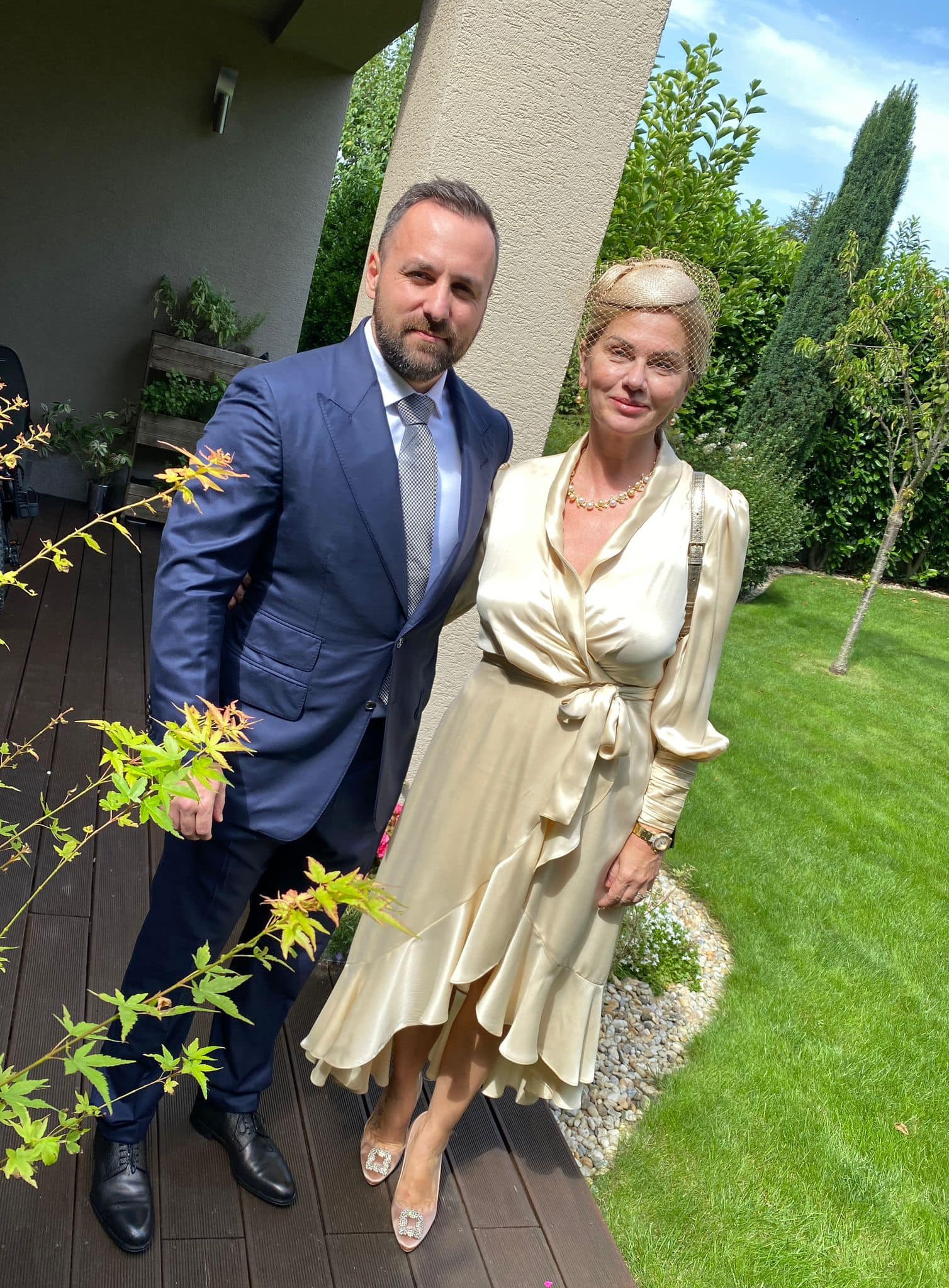 Monika Beňová s partnerom na krste dcérky Dominiky Cibulkovej, Ninky.