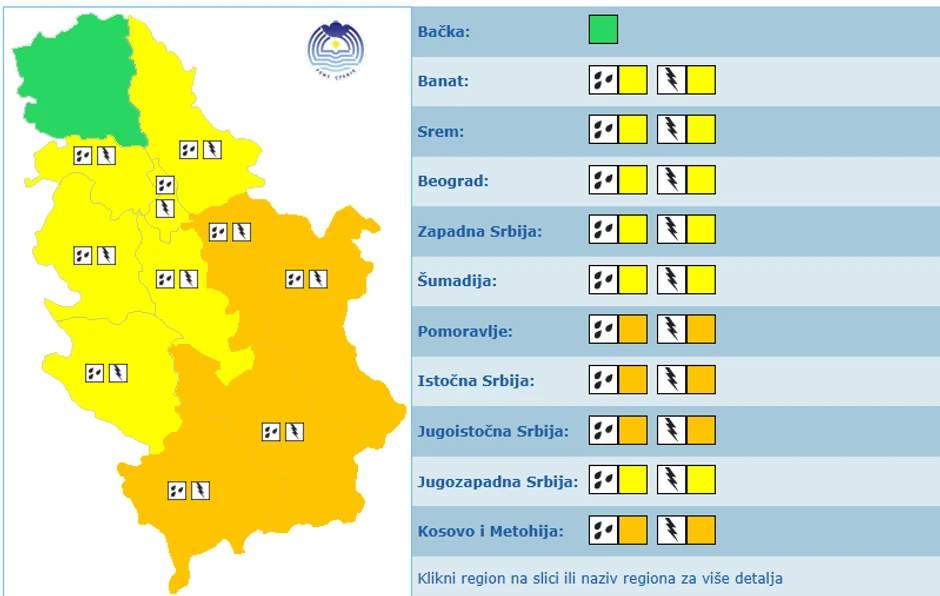 Meteoalarm za 4. avgust