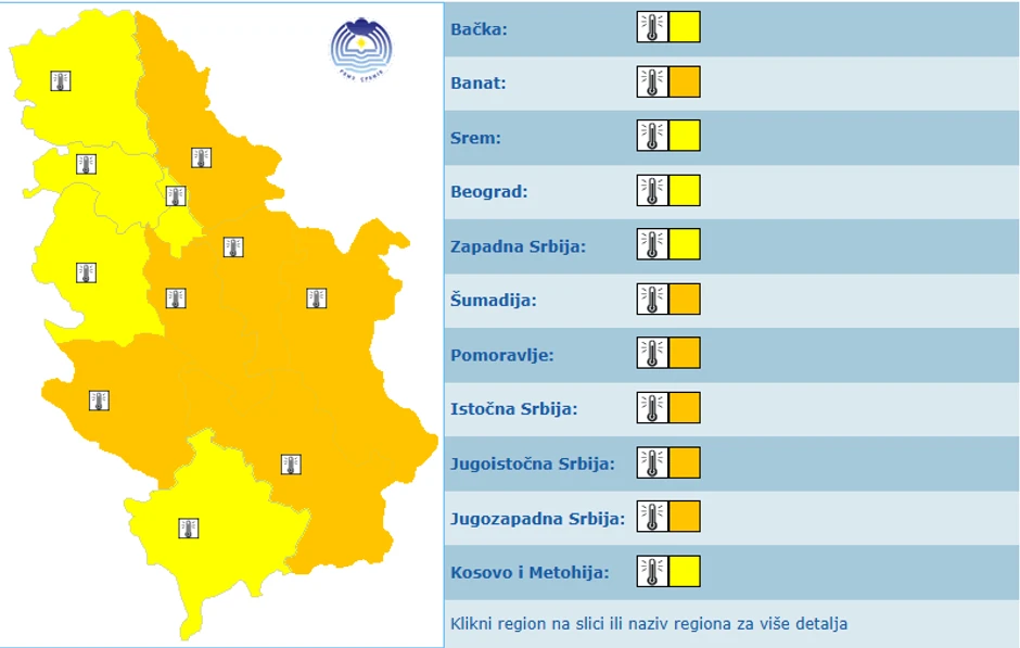 Meteoalarm za 7. jun