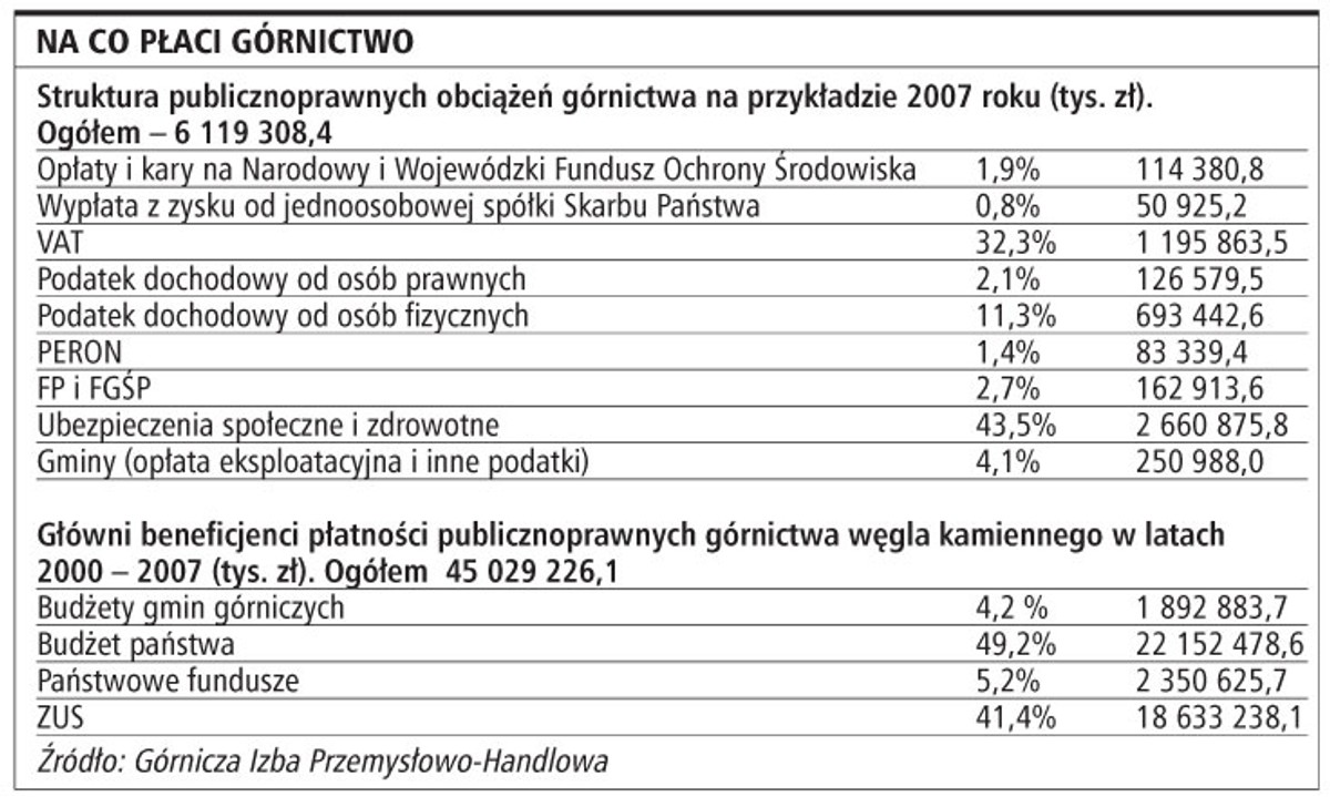 Na co płaci górnictwo