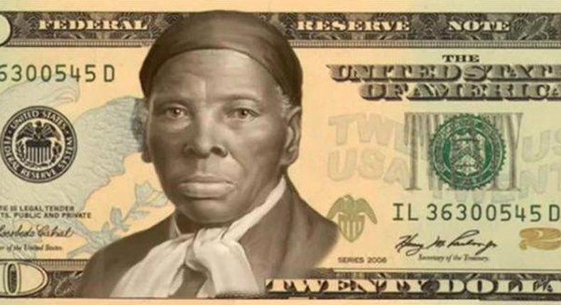 A photoshopped version of the $20 bill with Harriet Tubman.