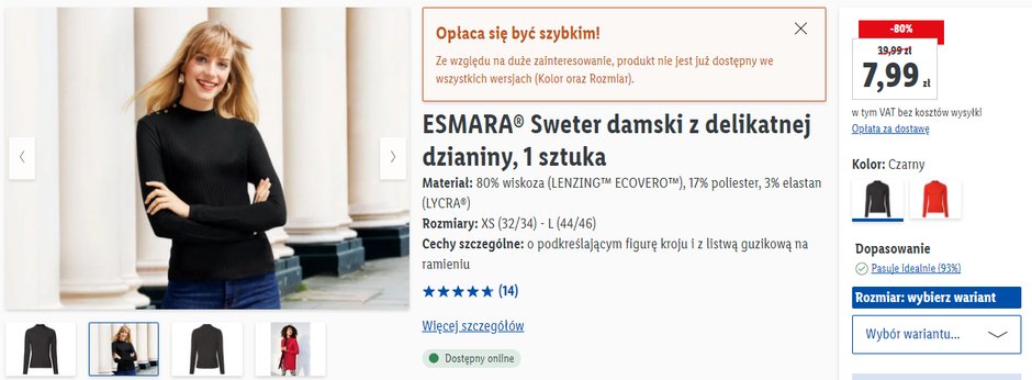 Lidl - sweter Esmara