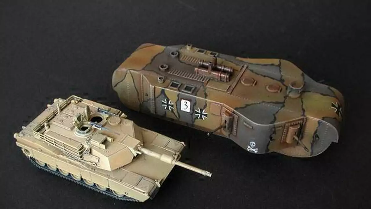 Model K-Wagena po prawej, w porównaniu z późniejszym o sześć dekad kolosem, amerykańskim M1 Abrams