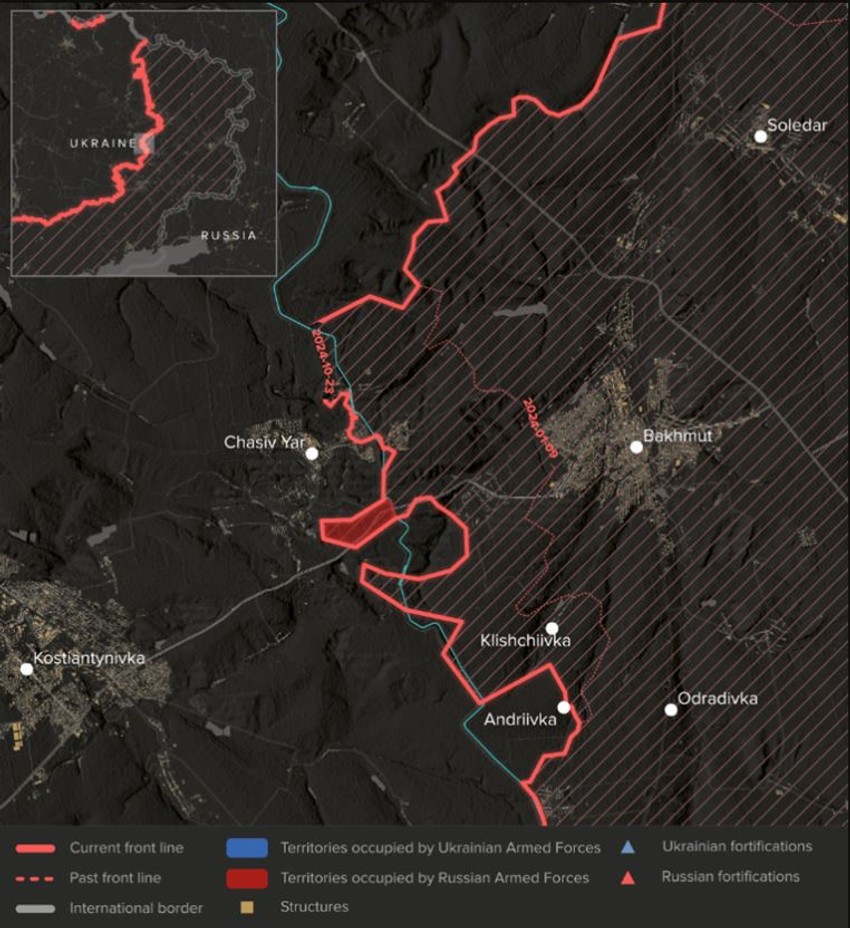 Rusija Ukrajina, mapa Časiv Jar