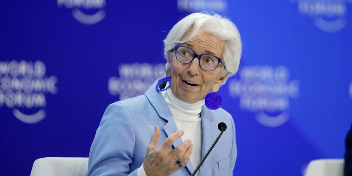 Christine Lagarde w trakcie panelu The Global Economic Outlook w Davos
