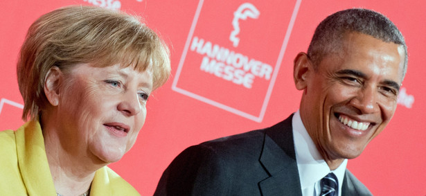 Barack Obama i Angela Merkel w Hannowerze w Niemczech.