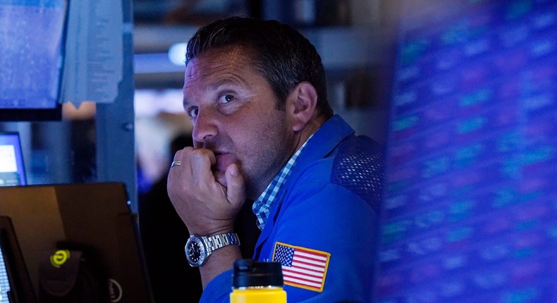 Trader Leon Montana works on the floor of the New York Stock Exchange stocks NYSE worry