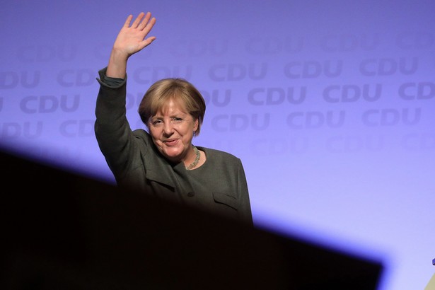 Angela Merkel w czasie spotkania wyborczego w Hamburgu, 20.09.2017