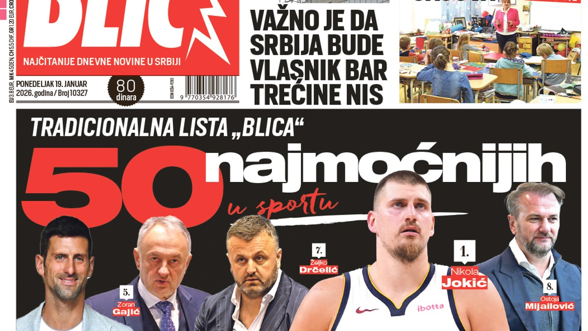 Blic naslovna strana za 19.1.