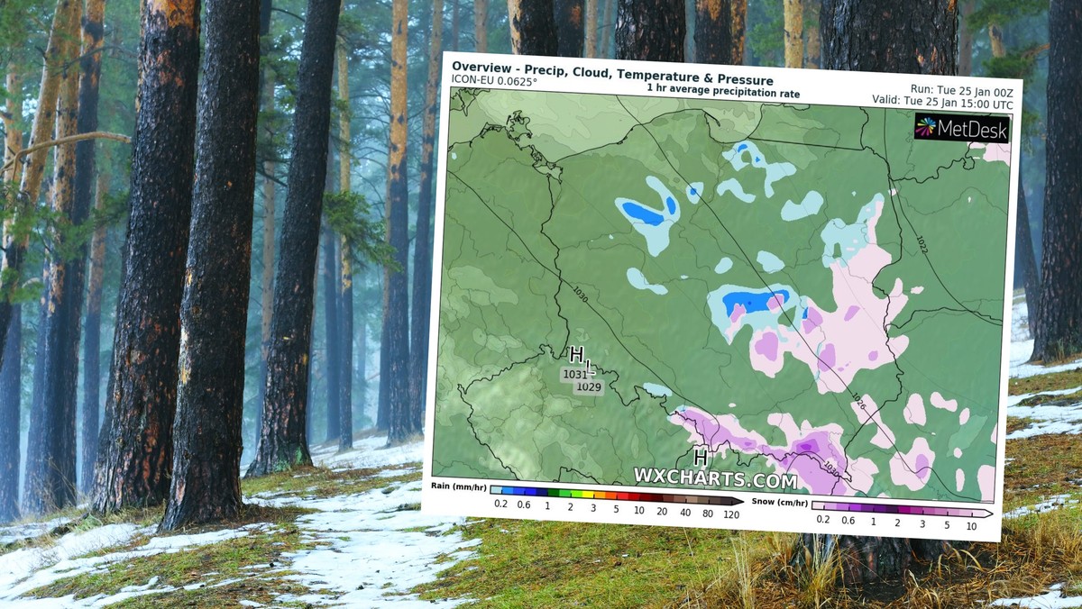 Prognoza pogody na wtorek, 25 stycznia. To nie będzie ładny dzień. Alerty IMGW