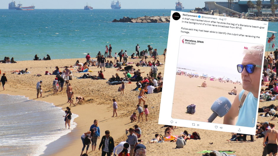 Mężczyzna ukradł plecak na plaży w Barcelonie