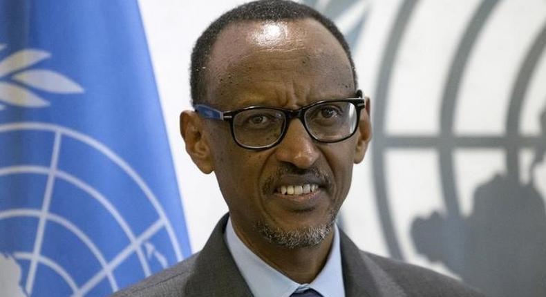 Rwandan President Paul Kagame poses for the media during a meeting with U.N. Secretary-General Ban Ki-moon during the United Nations General Assembly at the United Nations in Manhattan, New York, October 2, 2015. REUTERS/Andrew Kelly