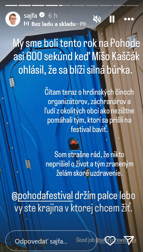 Sajfa opísal chvíle pred búrkou na Pohode.