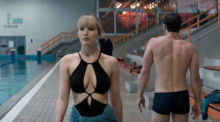 Jennifer Lawrence a Red Sparrow egyik jelenetében, a dunaújvárosi sportuszodában / Fotó: Youtube