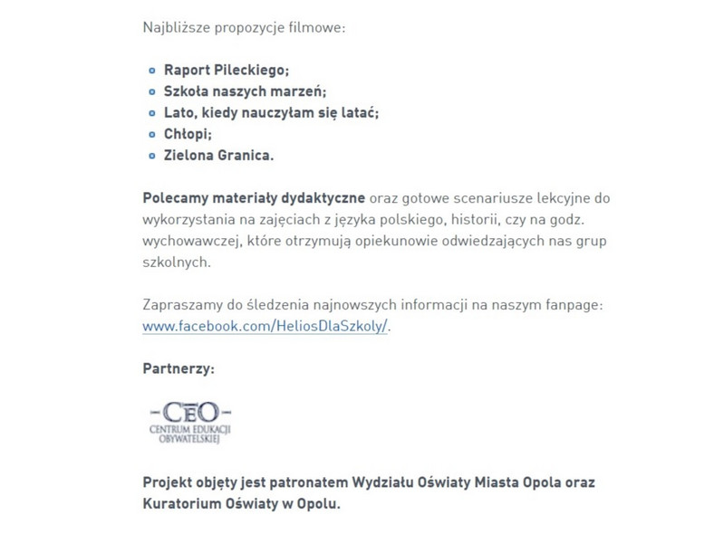 Wykonany w czwartek screen z patronatem dla cyklu z "Zieloną granicą" – od instytucji reprezentującej Czarnka na Opolszczyźnie