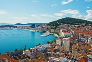 Amazing panoramic top view of the historic city Split