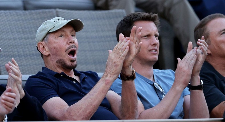 Larry Ellison, left, is one of the world's richest men. That means it's easy for him to finance the purchase of Paramount for his son, David, right.Clive Brunskill/Getty Images