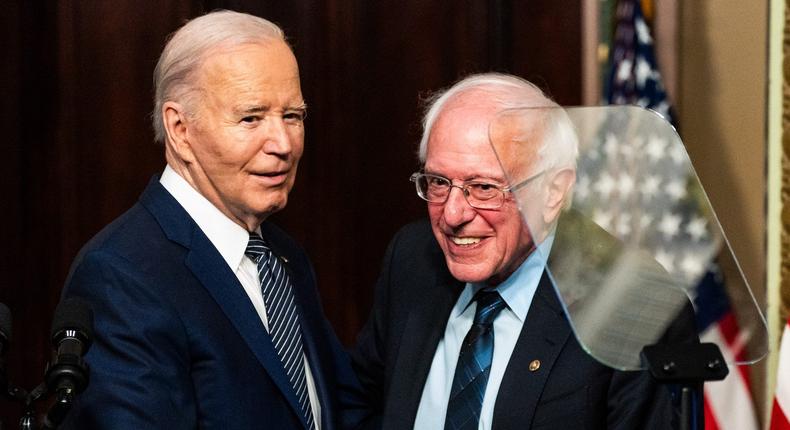 Sanders said it's fine if Biden can't put three sentences together as long as he puts forward a working-class agenda.Demetrius Freeman/The Washington Post via Getty Images)