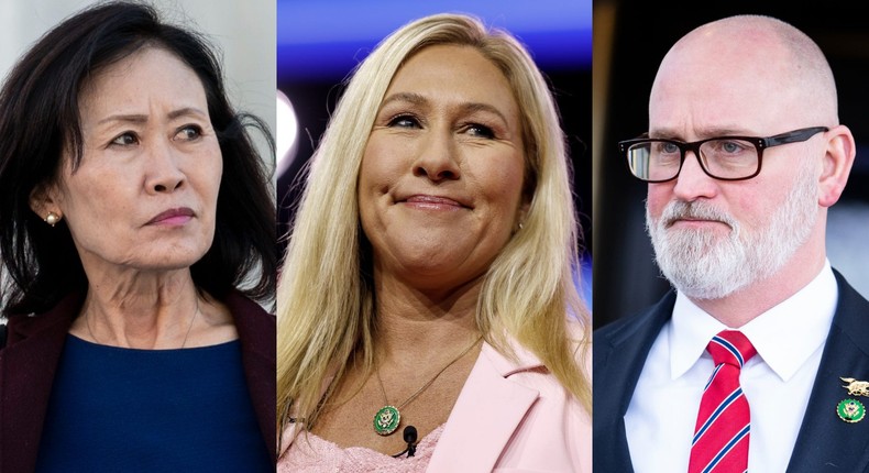 Republican Reps. Michelle Steel, Marjorie Taylor Greene, and Derrick Van Orden.Bill Clark/CQ-Roll Call via Getty Images; Anna Moneymaker/Getty Images; Tom Williams/CQ-Roll Call via Getty Images