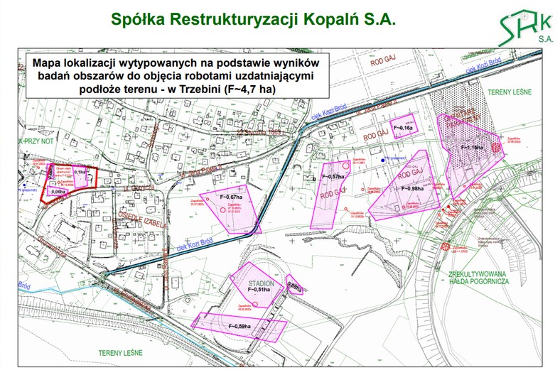 Na podstawie badań wytypowano obszary, które wymagają uzdatnienia gruntu