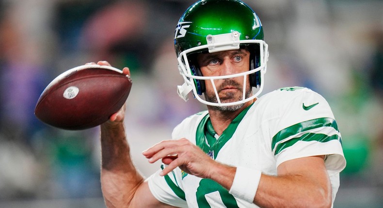 Aaron Rodgers throws a pass with the New York Jets.AP Photo/Rusty Jones