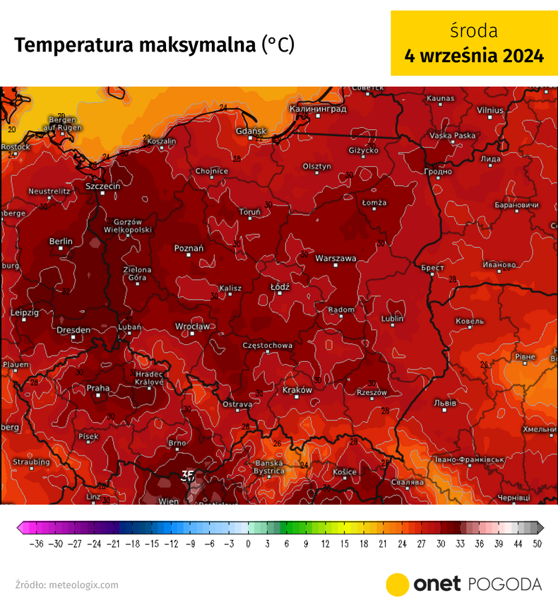 W środę na zachodzie lokalnie może być nawet 33-34 st. C