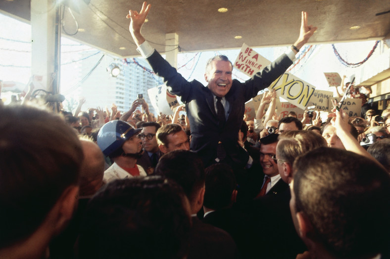 Richard Nixon w Miami Beach podczas kampanii prezydenckiej, sierpień 1968 r.