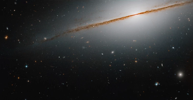 Galaktyka NGC 7814 na zdjęciu z Kosmicznego Teleskopu Hubble'a (foto: NASA / ESA / R. de Jong, Leibniz-Institut fur Astrophysik Potsdam / G. Kober, NASA’s Goddard Space Flight Center / Catholic University of America)