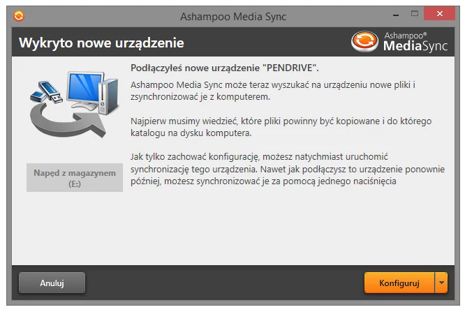 Główne okno programu do synchronizacji plików - Ashampoo Media Sync