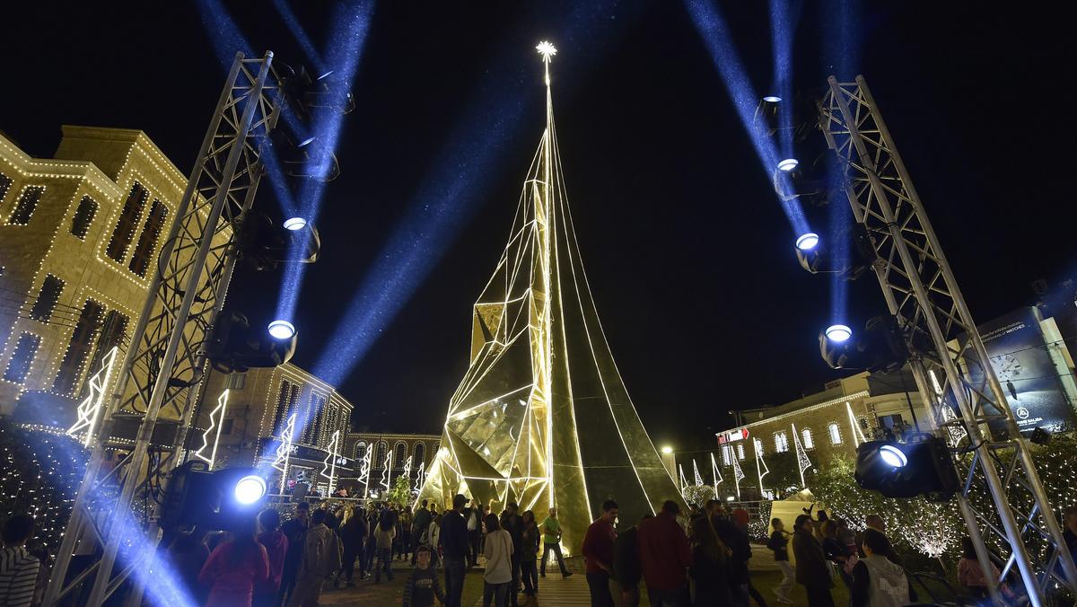 Giant Christmas tree lit in Byblos
