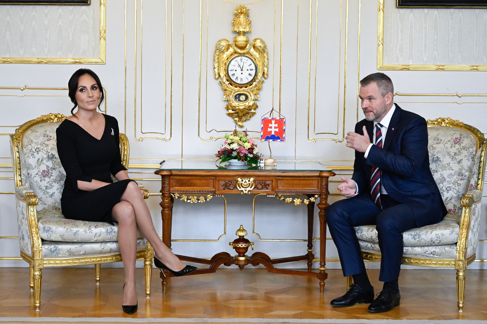 Ministerka zdravotníctva Zuzana Dolinková (Hlas-SD) sa stretla s prezidentom SR Petrom Pellegrinim v Prezidentskom paláci.