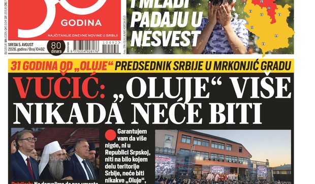 Blic naslovna strana za 5.8.