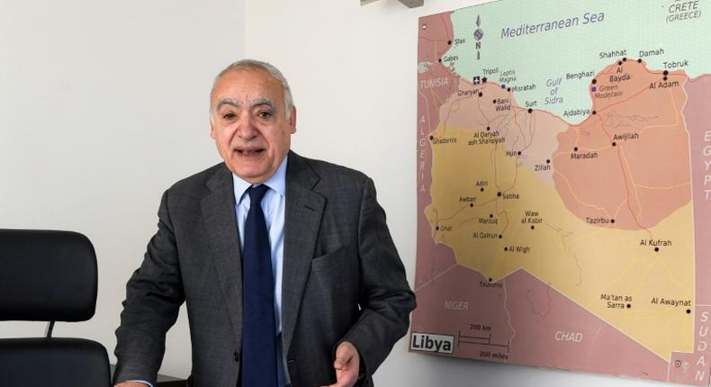 Ghassan Salame, the special representative and head of the United Nations Support Mission in Libya (UNSMIL), speaks during an interview with AFP at his office in the Tunisian capital Tunis