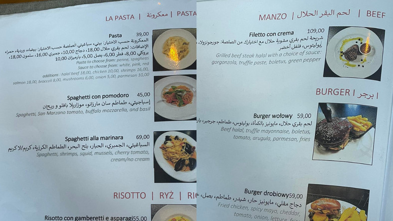 Menu halal oferowało wiele potraw