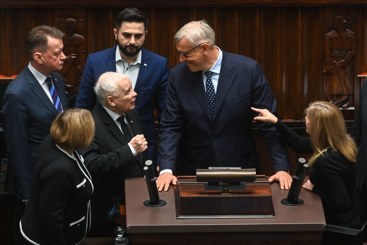 Jarosław Kaczyński, Mariusz Błaszczak, Barbara Bartuś, Norbert Kaczmarczyk, Roman Giertych