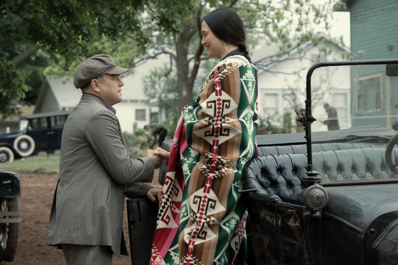 Leonardo DiCaprio and Lily Gladstone in the movie "Blood moon time"