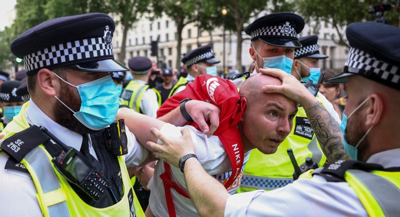 A London protest against vaccines and lockdowns last weekend.
