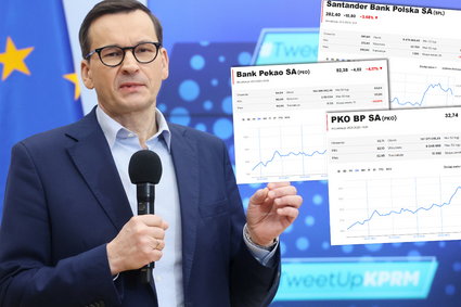 Rząd proponuje, giełda leci na łeb, na szyję. Wyprzedaż akcji banków