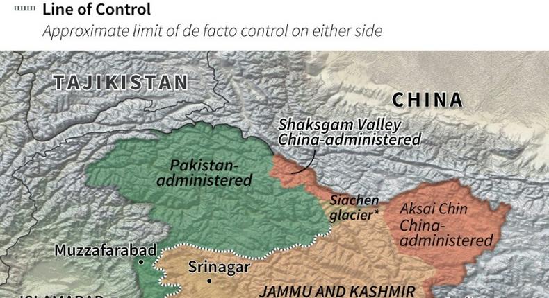 Map of disputed Kashmir