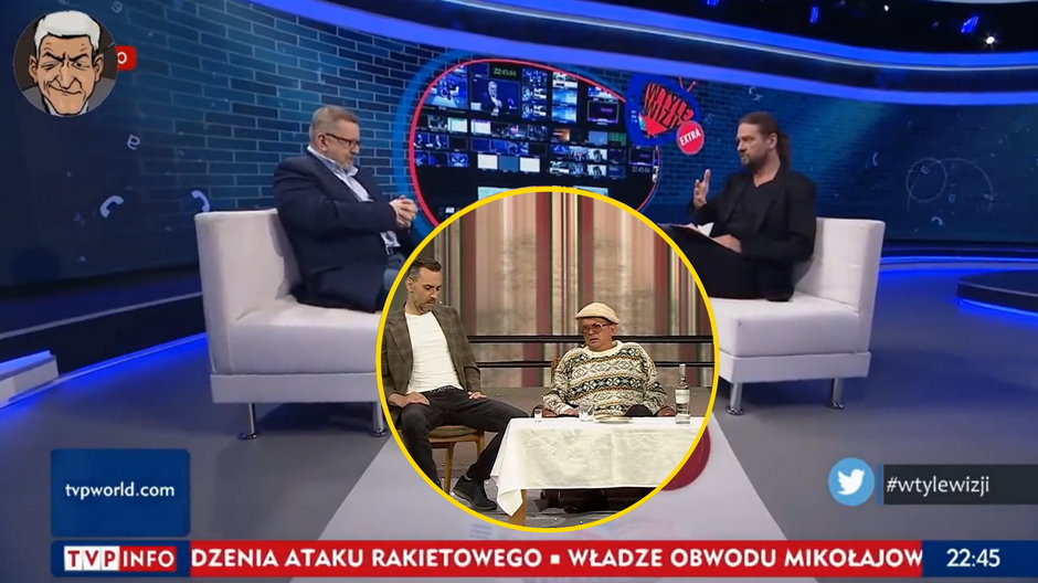 Stanisław Janecki i Krzysztof Feusette w programie "W tyle wizji"