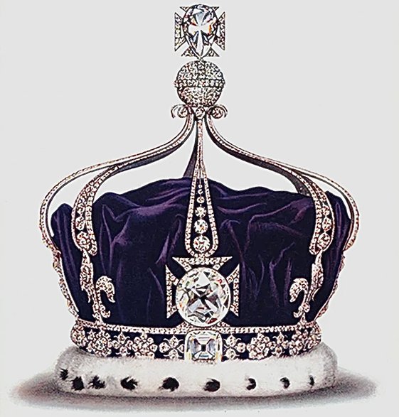 Diament Koh-i-Noor osadzony na przodzie korony wykonanej dla Królowej Matki Elżbiety