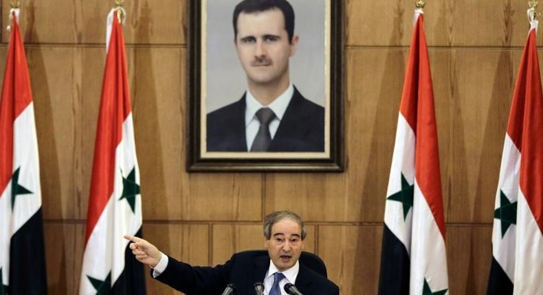 Syrian deputy foreign minister Faisal al-Moqdad speaks at a news conference in the capital Damascus on July 3, 2017